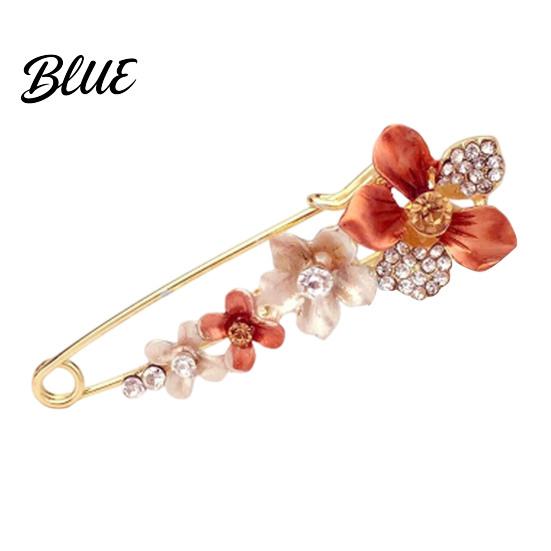 Flower Brooch Pin 3D Decor Scarf with Rhinestone Inlay Thick