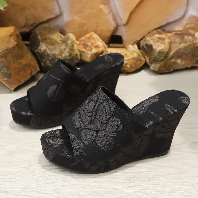 Fashion Super High Heel Platform Slippers Summer New Round Toe Open Toe Platform Non-slip Wear-resistant High Heels