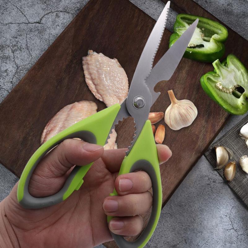 Stal Nierdzewna Ostre Ostrze Klipsy do Koreańskiego Grilla Domowe Wielofunkcyjne Nożyce Kuchenne z Dziadkiem do Orzechów Otwieraczem do Piwa