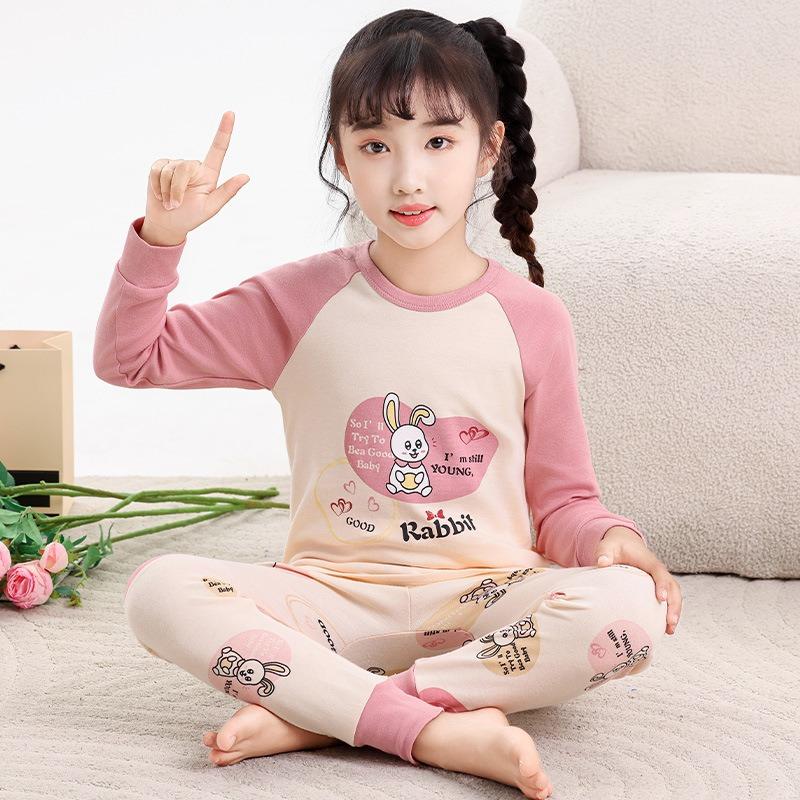 Set Pigiama per Bambine da 2 a 3 4 5 6 7 8 9 10 11 12 13 14 Anni Cotone 100 Bambini Piccoli Pigiama Manica Lunga Carino Pigiama Gatto Rosa Pjs