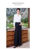 Stylish Long-Sleeve French White Top with Wide-Leg Pants Two-Piece Set for Women
