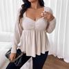 Women S Plus Size Elegant Slim Fit Short Long Sleeve Top