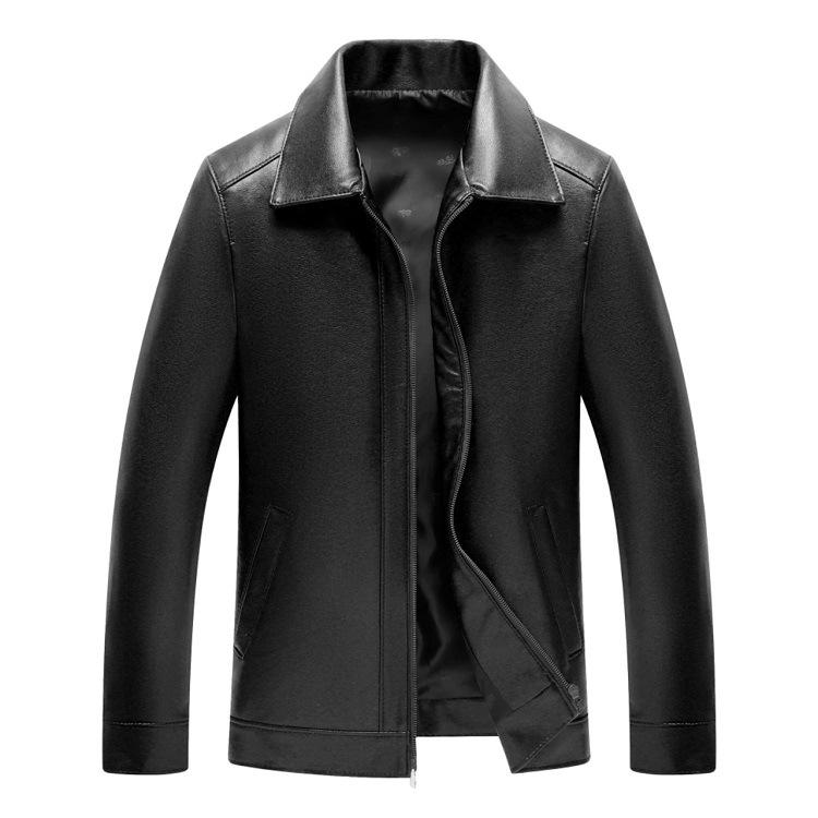 Lapel Leather Jacket Men's Lapel Trendy Handsome High-end PU Locomotive Men's Spring and Autumn Leather Jacket