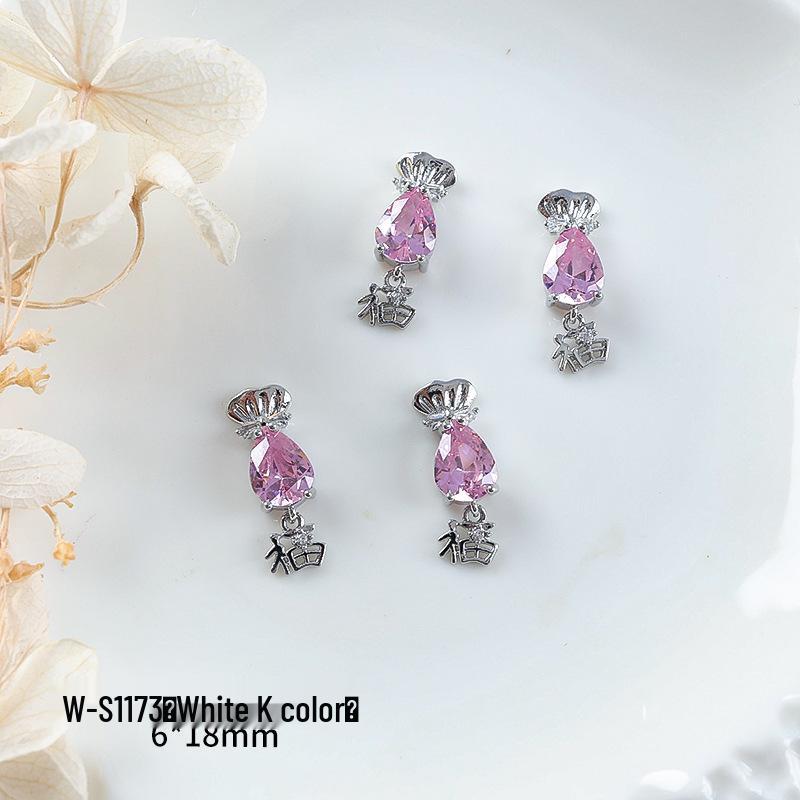 Nový rok nail art: Luxusní přívěsek Fortune Bag ze zirkonu a zlatem vykládané nositelné doplňky na nehty s kamínky