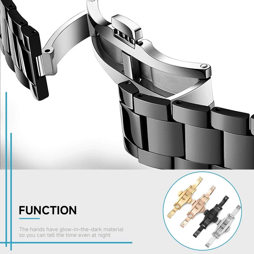 Polished Stainless Steel Buckle Watch Band Button Butterfly Clasp Double Press Folding Buckles Universal Strap Watch Accessories