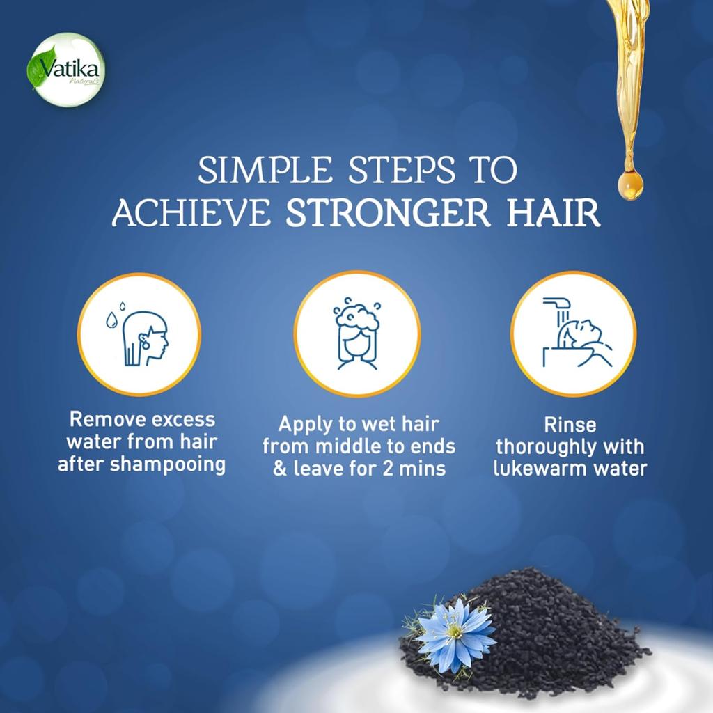 Hair Conditioner Turkish Black Seed Vatika Dabur UAE, India Strength & Shine| Intense Nourishment | Prevents Frizz | For Weak, Dull Hair