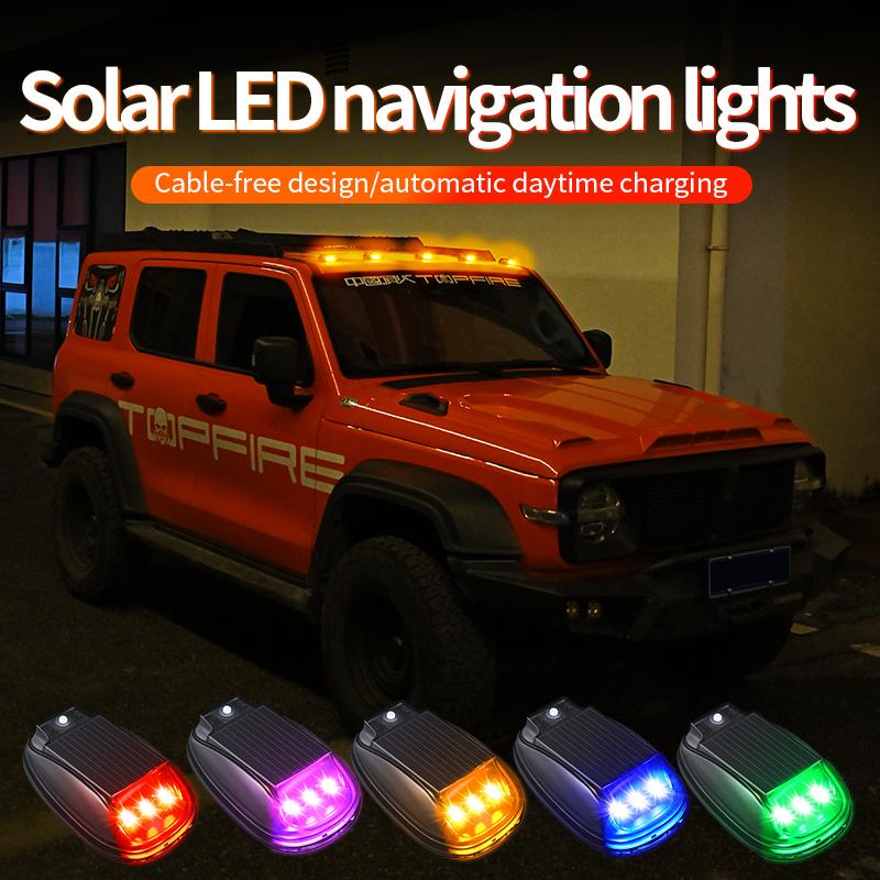 Roof light LED solar remote control wiring free flash, car navigation light, motorcycle flashing light, warning light