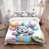 3-teiliges Anime-Cartoon-Design-Bettwäscheset - Enthält einen Bettbezug und zwei Kissenbezüge (Kein Kern) - Perfekt für Schlafzimmer- und Gästezimmer-Dekorati