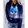 Women's Hoodie Sweatshirt Pullover Casual Hoodie Long Sleeve Top cat leaf pattern 3D Print Winter Hoodies for women
