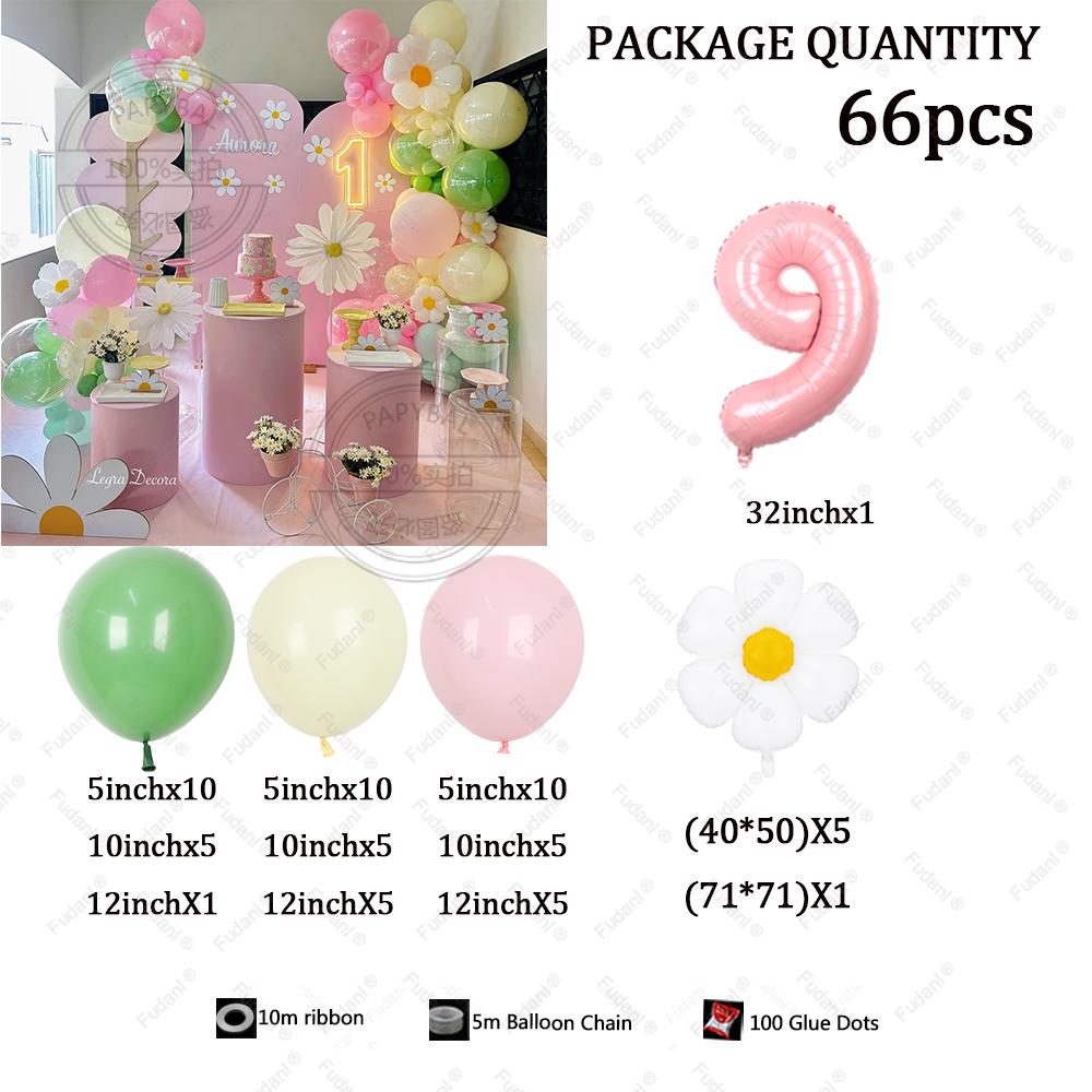 66pcs Macaron Latex Balloon Arch Set Daisy-themed Birthday Party Decor Baby Shower Gender Reveal Anniversary Wedding Supplies