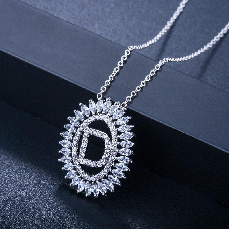 D0037 Colier cu literă, Zircon 3A de înaltă calitate, Pandantiv personalizat, Opțiuni multiple.