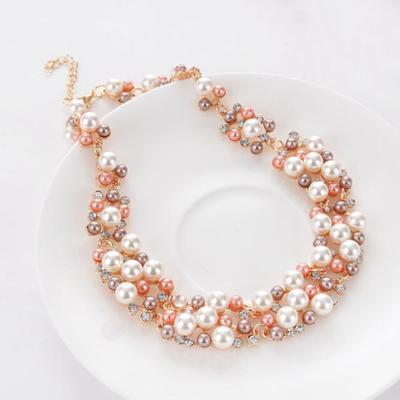 2 Pcs/Set Necklace Stud Earrings Set Imitation Pearl High-end Portable Chic Extended Length Oblong Shape Earrings Party Jewelry