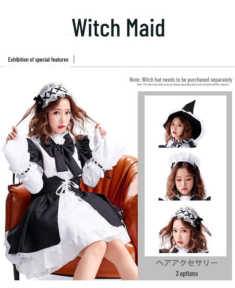 Black & White Lolita Maid Costume Dress for Women & Crossdressers