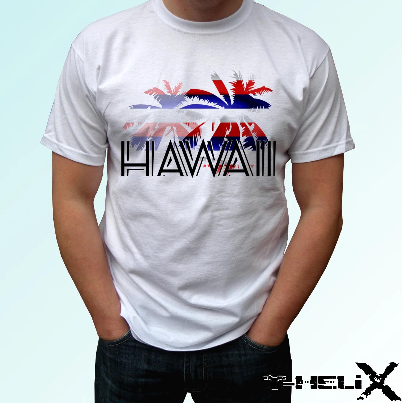 Hawaii palm flag - white kids boys T-Shirt top design - s s kids & baby sizes 110
