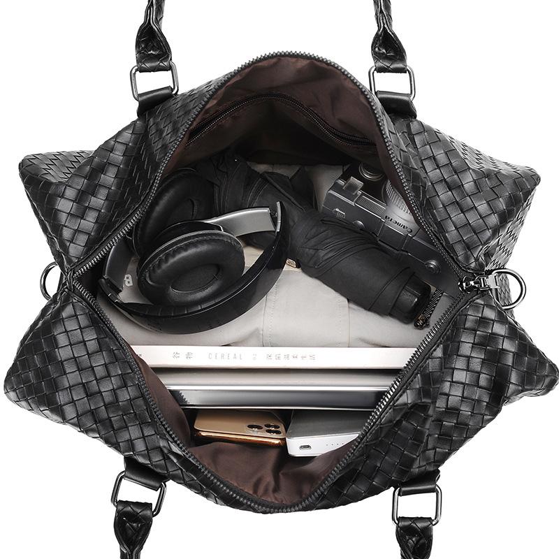 New men's hand-held woven bag, horizontal business men's bag, casual single room oblique span briefcase, simple