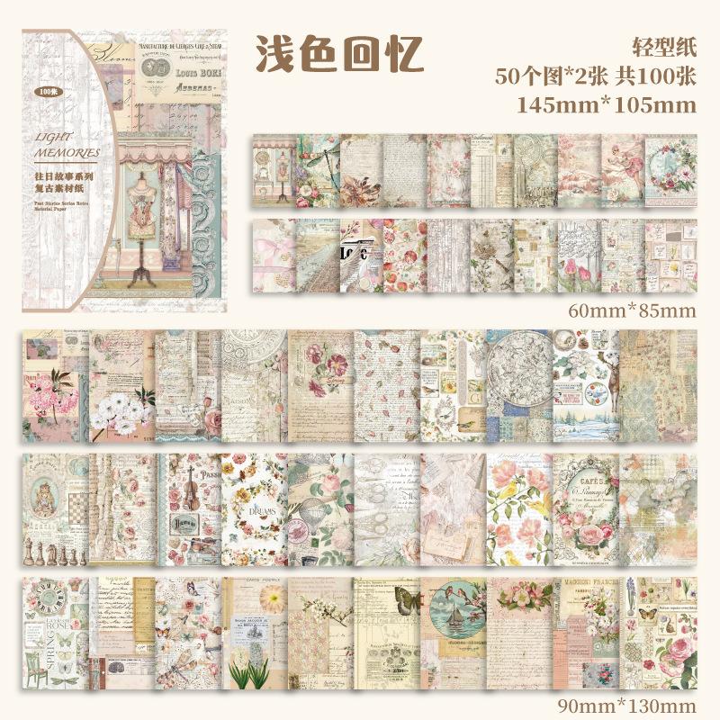 1 Packung/100 Stück Großes Vintage-Papier-Set, Antike Textur, Scrapbooking & Bastelbedarf