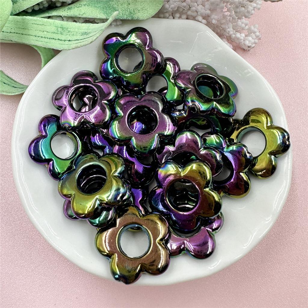Illusory Color for Earring Necklace Making Fashion Acrylic Loose Bead Handmade Material Jewelry Accessories DIY Beads 19mm Hollow Pentagonal Flower