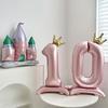 42" Aluminum Foil Number Balloon with Crown Stand for Kids' First Birthday Party Decorations