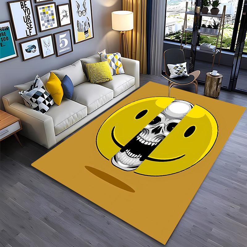 Tappeto Teschio Faccia Sorridente Creativo Divertente per Soggiorno Camera da Letto Corridoio Alfombra Antiscivolo Tappeto Divano Zerbino Decorazione Casa Tapete