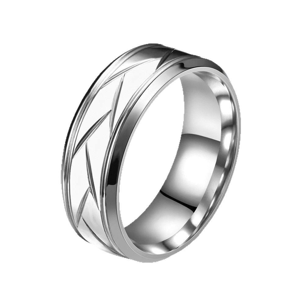 8MM Patterned Twill Men's Titanium Steel Ring