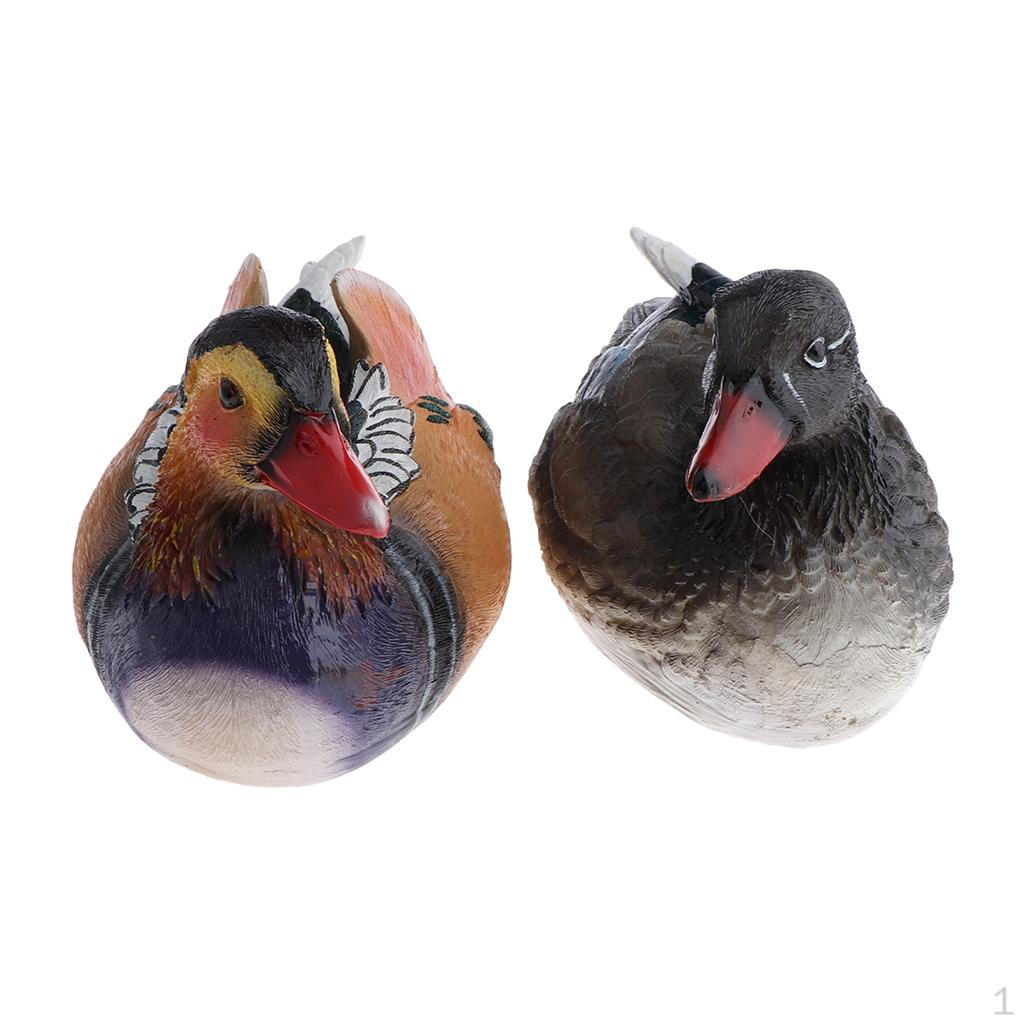 Мандариновая утка - Набор из 2 смоляных статуэток животных, поделки-фигурки, украшение для двора, 22x13x12cm