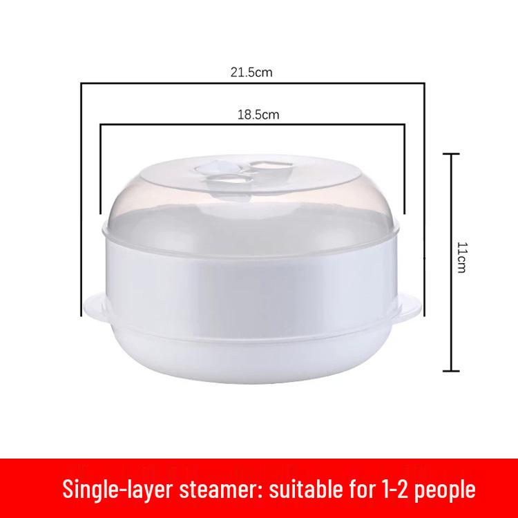 Microwave Steamer Bowl: Plastic Utensil for Heating and Cooking Buns with Steaming Pot, Rack, and Box.