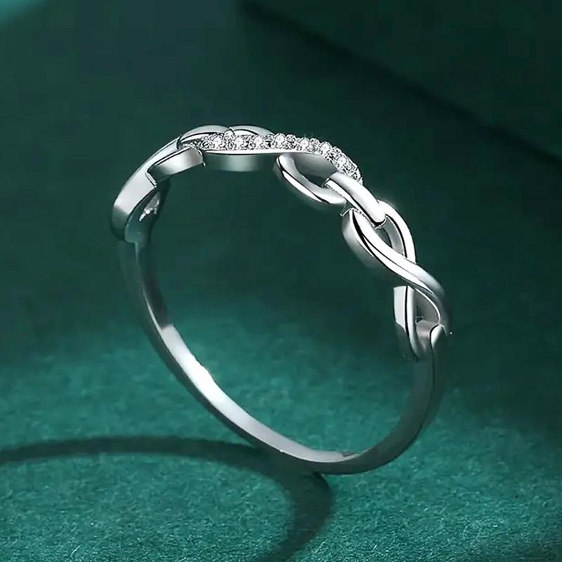 Eleganter Unendlichkeits-8-förmiger Fingerring für Frauen Ehering Accessoires Silberfarbe Luxuriöser Trendiger Damenschmuck Geschenk
