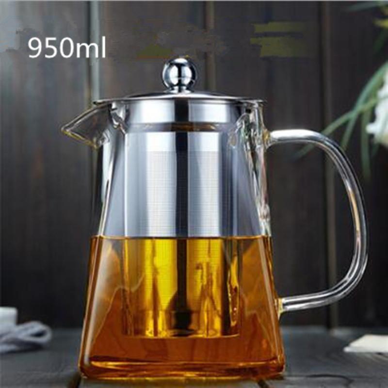 Heat Resistant Glass Teapot With Stainless Steel Tea Infuser Heated Container Tea Pot Decanter Kettle Tea Filter Baskets Teaware