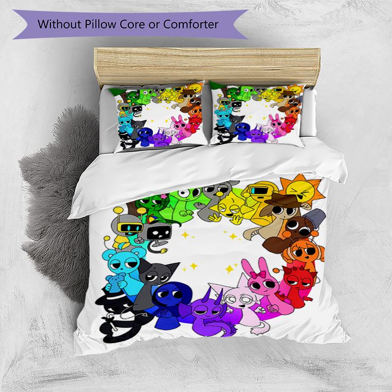 3pcs Sprunki8 pattern bedding set duvet cover set includes duvet cover &pillowcases, perfect all season bedroom decoration & gift