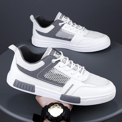 Herrenschuhe Sommer neue atmungsaktive dünne hohle Mesh-Schuhe Canvas-Schuhe koreanische Version vielseitige kleine weiße Schuhe dicke Sohle Schuhe trendige Schuhe