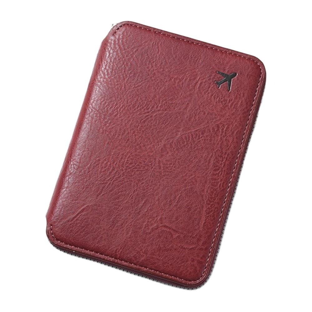 

Solid Color PU Passport Bag Airplane Check-in Card Storage Bag Passport Clip Travel Accessories вино красного