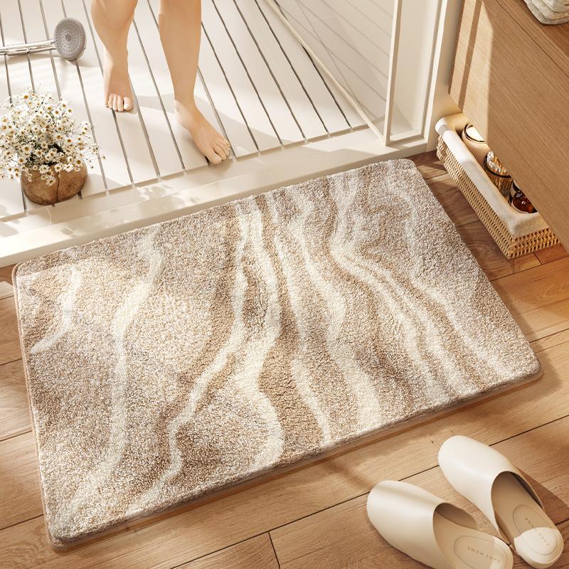 Flocking Thickened Bath Mat High Quality Bathroom Rug Strong Water Absorption Non-slip Foot Mat Shower Room Entrance Mats