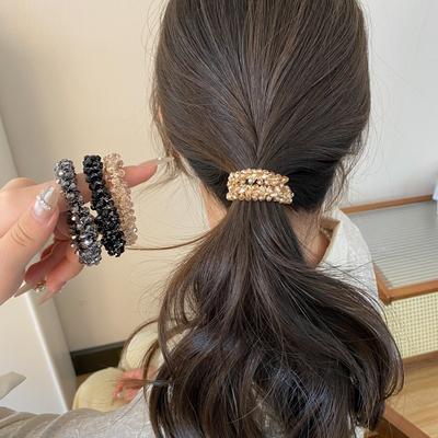 Exquisite Crystal Beaded Hair Band, Feminine Charm, Socialite Bracelet, Dual-purpose Hair Tie, Rhinestone Ponytail Hair Tie, Headwear