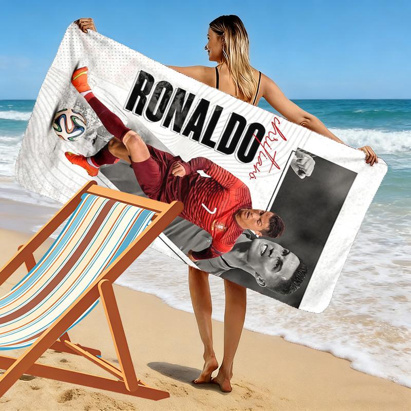 Asciugamano da Spiaggia con Stampa di Cristiano Ronaldo, Asciugamano Grande Morbido ad Asciugatura Rapida per Spiaggia Campeggio Nuoto