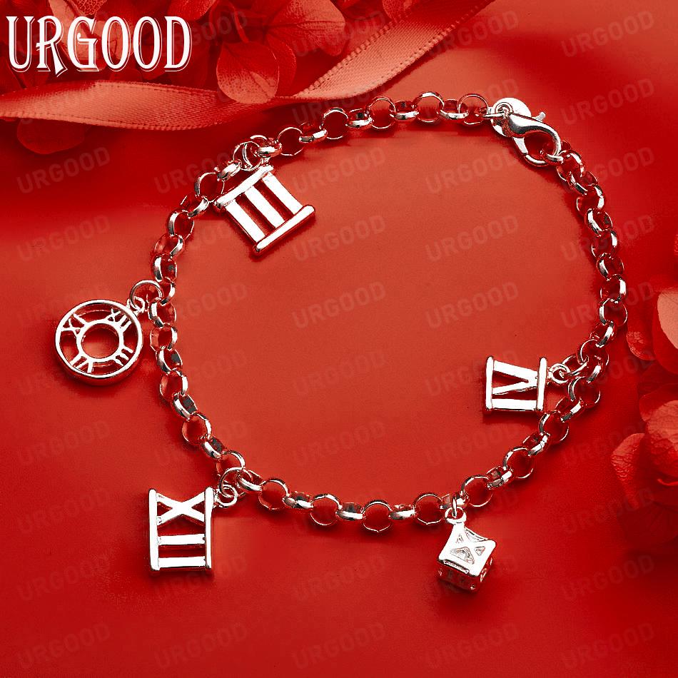 925 Sterling Silver Bracelet with Spiral Pendant Jewelry 20cm