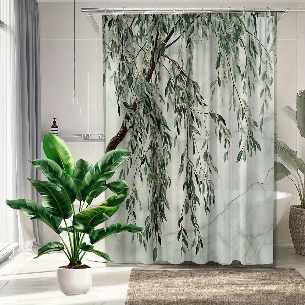 

1Pc Natural Landscape Tree Shower Curtain, Vivid Leaf Pattern Brings A Calming Atmosphere, Durable Polyester Fabric Bathroom Dec W60H190(CM)-1 Pcs