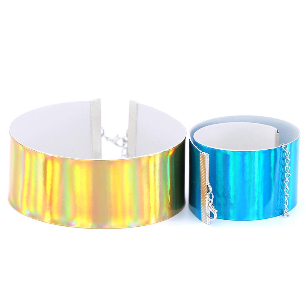 Wide Laser Glow Choker, Street Party Statement Neckband Clavicle Accessory
