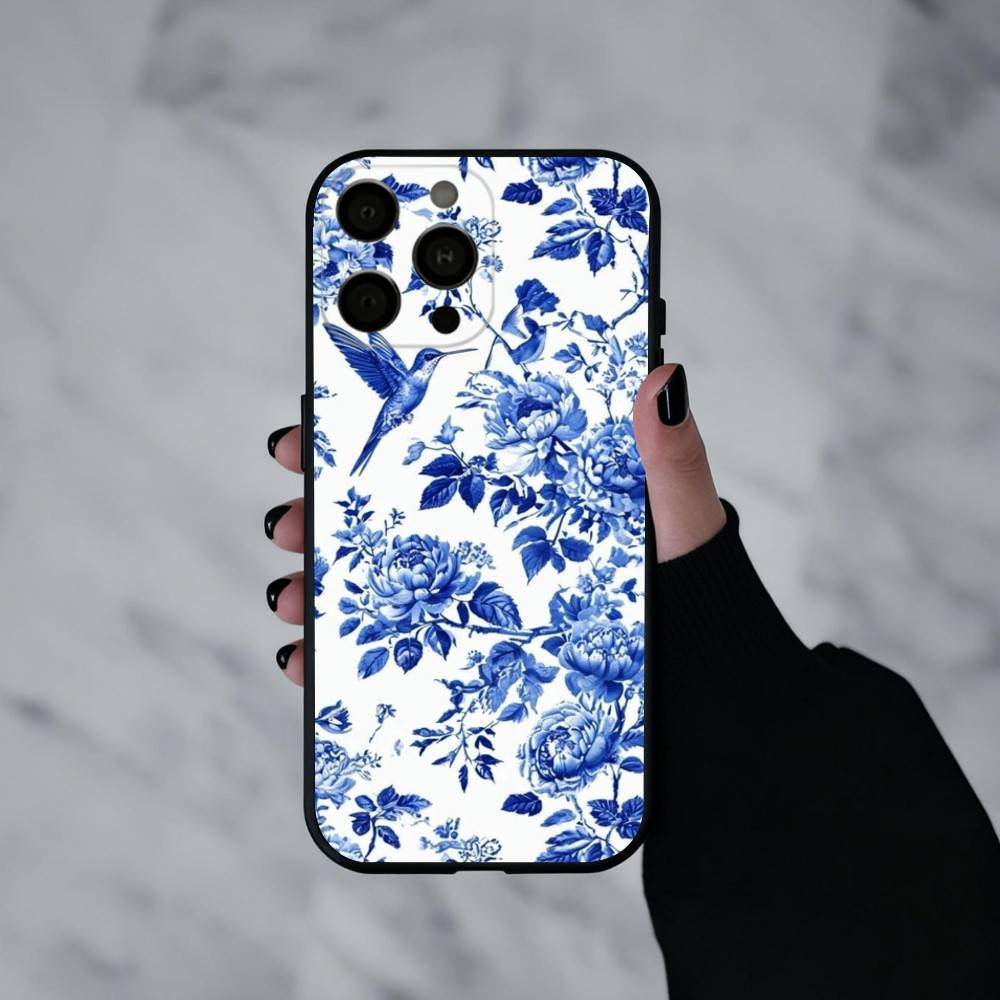 B-blue and W-white China Phone Case For iPhone 17pro,16,15,14,13,12,11 Plus,Pro Max,XS,Soft Silicone Black Cover