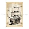 Age of sails french vintage sailing ships Boat project  Leonardo da Vinci drawing Metal Design Vintage Cinema Tin Sign Poster