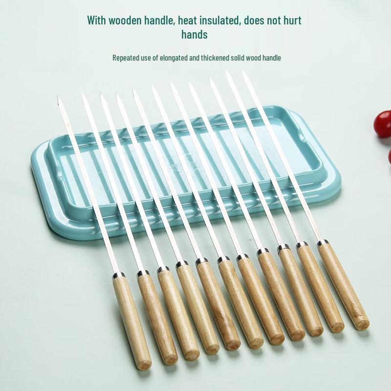 Stainless Steel BBQ Skewers with Wooden Handles