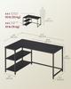 VASAGLE L Shaped Computer Desk, Corner Table with Storage, 120 X 80cm