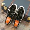 Punk Round Toe Rhinestone Sequin Loafers for Men Casual Shoes Rivet Skateboard Shoe Trendy Flat Slip on Men's Shoes Zapatos