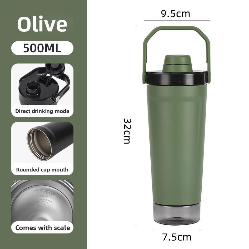 Stanley Style Large Capacity Insulated Water Bottle With Silicone Handle For Sports And Travel
