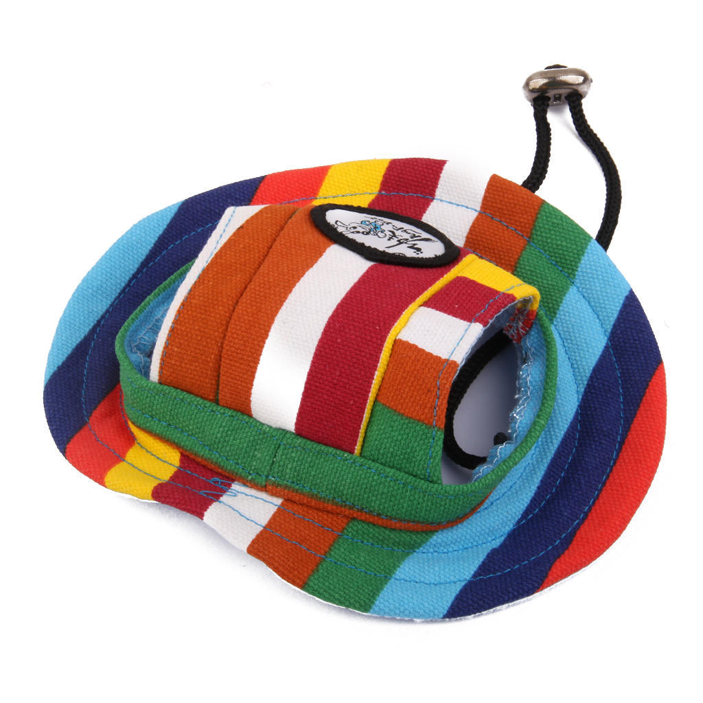 Small Pet Dog Cat Kitten Striped Princess Mesh Strap Hat Cap Sunbonnet