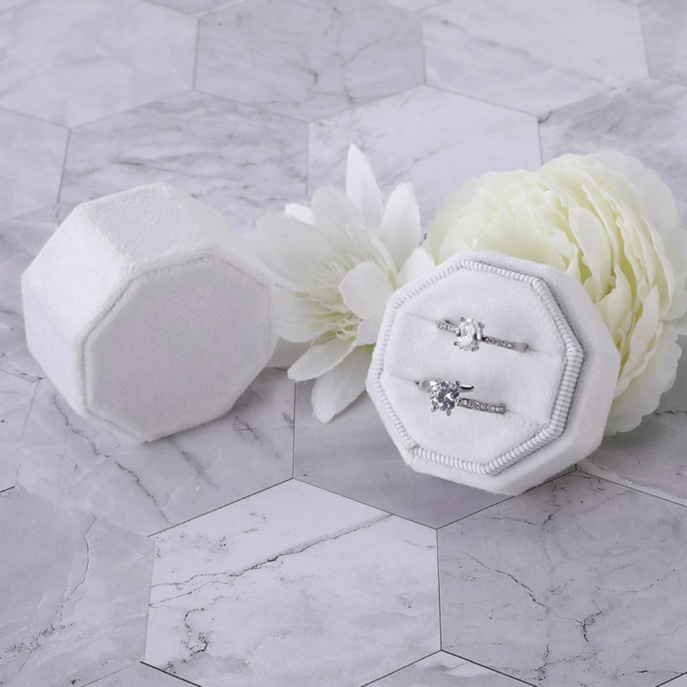 

Пара колец Шкатулка для украшений Шестиугольная Упаковка для демонстрации ювелирных изделий Новая Коробка для колец Юбилей белый