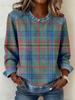 Abbigliamento donna europeo e americano ins colletto in denim maniche lunghe, maglione top a pullover con splicing in maglia