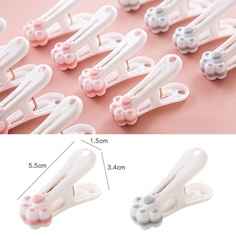 12 Stück Niedliche Katzenpfoten-Wäscheklammern Winddichte Wäscheklammern Haushalts-Handtuch-Unterwäsche-Socken-Aufhängklammern Kawaii Snacks Verschlussclip