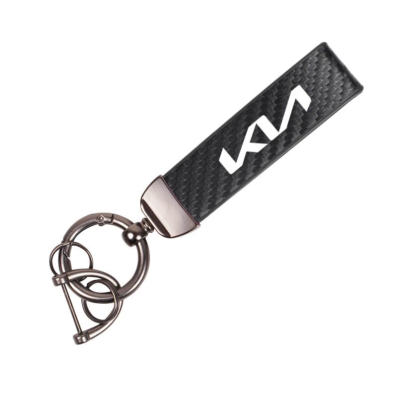 FCQP1 Carbon Fiber Leather Keyrings Car Keychain Accessories For Kia GT-Line Sportage Ceed Rio Picanto Sorento Soul Cerato Venga Forte