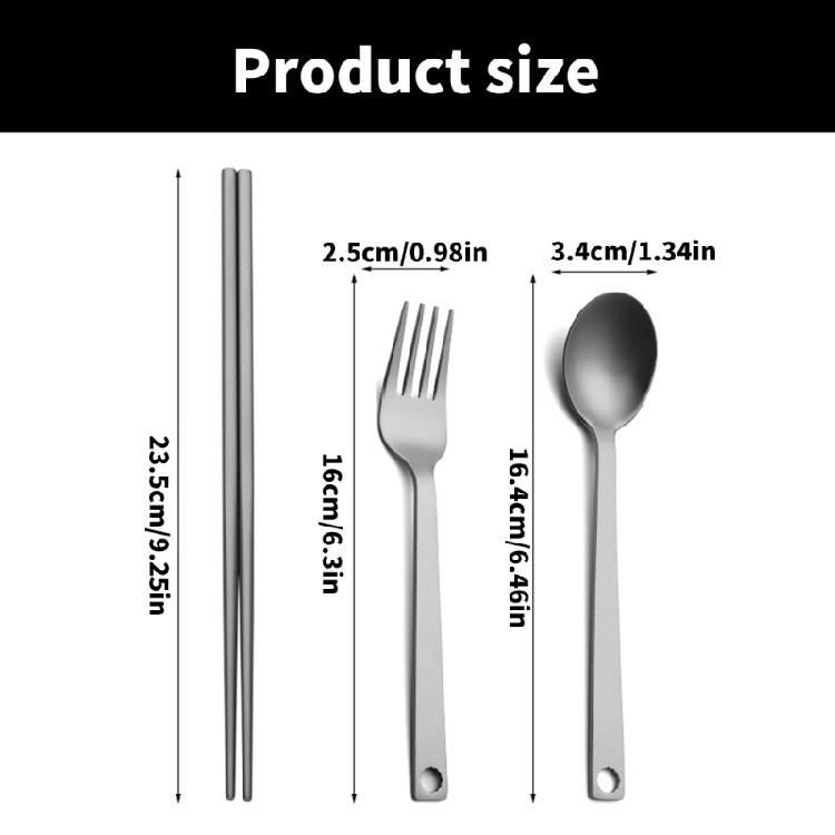 Metal Spoon Fork Chopsticks Set Portable Outdoor Picnic Cutlery Light Weight Tableware Travel Utensils Easy To Clean