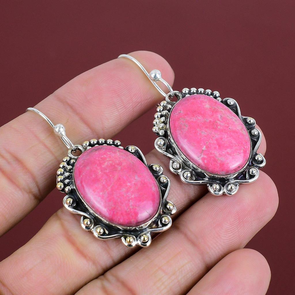 Thulite Earring 925 Sterling Silver Earring Amazing Jewelry Genuine Gemstone Earring Handmade Thulite Jewelry Gifts For Women Unique Earring